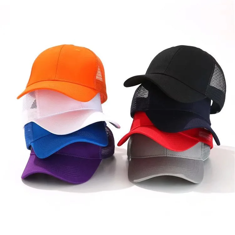 Customized Printed Logo Solid Color Six Piece Pure Cotton Baseball Cap Breathable Mesh Hat Adjustable Duck Tongue Caps image 3