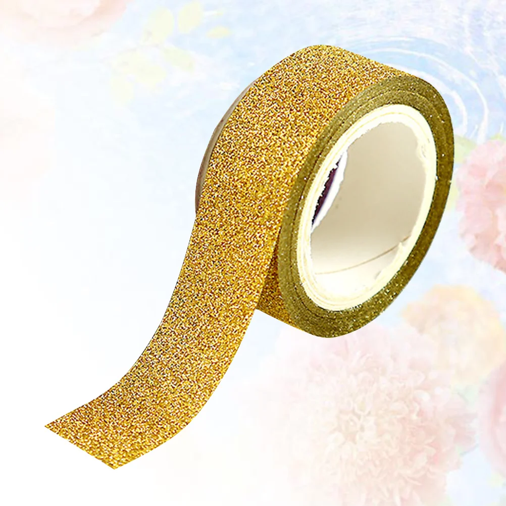 

Glitter Washi Tape Stickers Paper Masking Adhesive Tapes Golden Decorative DIY Scrapbook Label Craft for Office School