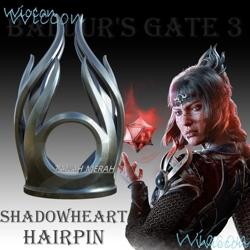 Game Anime Baldur's Shadowheart Hairpin Jenevelle Hallowleaf  Acolyte BG3 Gate 3 Cosplay Head Props Cos Costume