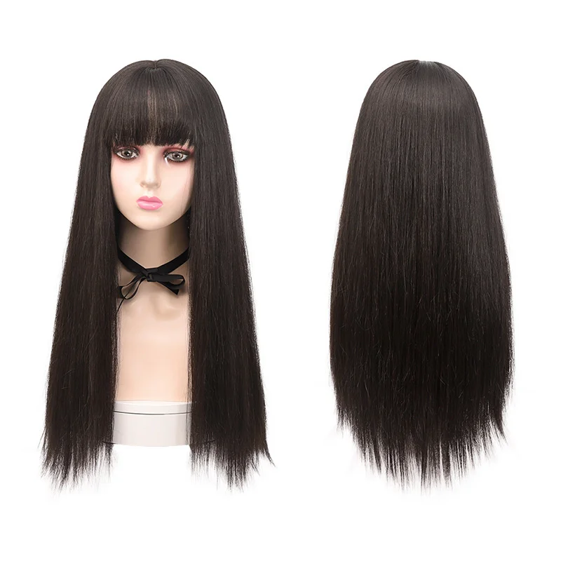 

Wigs In Promotion Long Straight Wig for Women Cosplay Neat Bangs Peluca