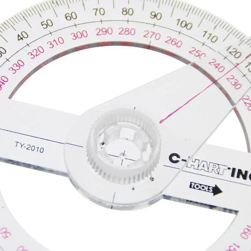 2 Pcs All Circular 10cm Plastic 360 Degree Pointer Protractor Ruler Angle Finder Swing Arm for School Office Supplies