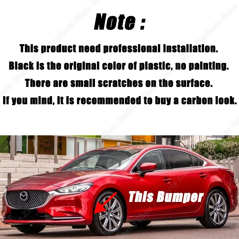 For Mazda 6 2018-2024+ Gloss Black Car Front Bumper Splitter Lip Canard Diffuser Spoiler Guard Body Kits Tuning Accessories