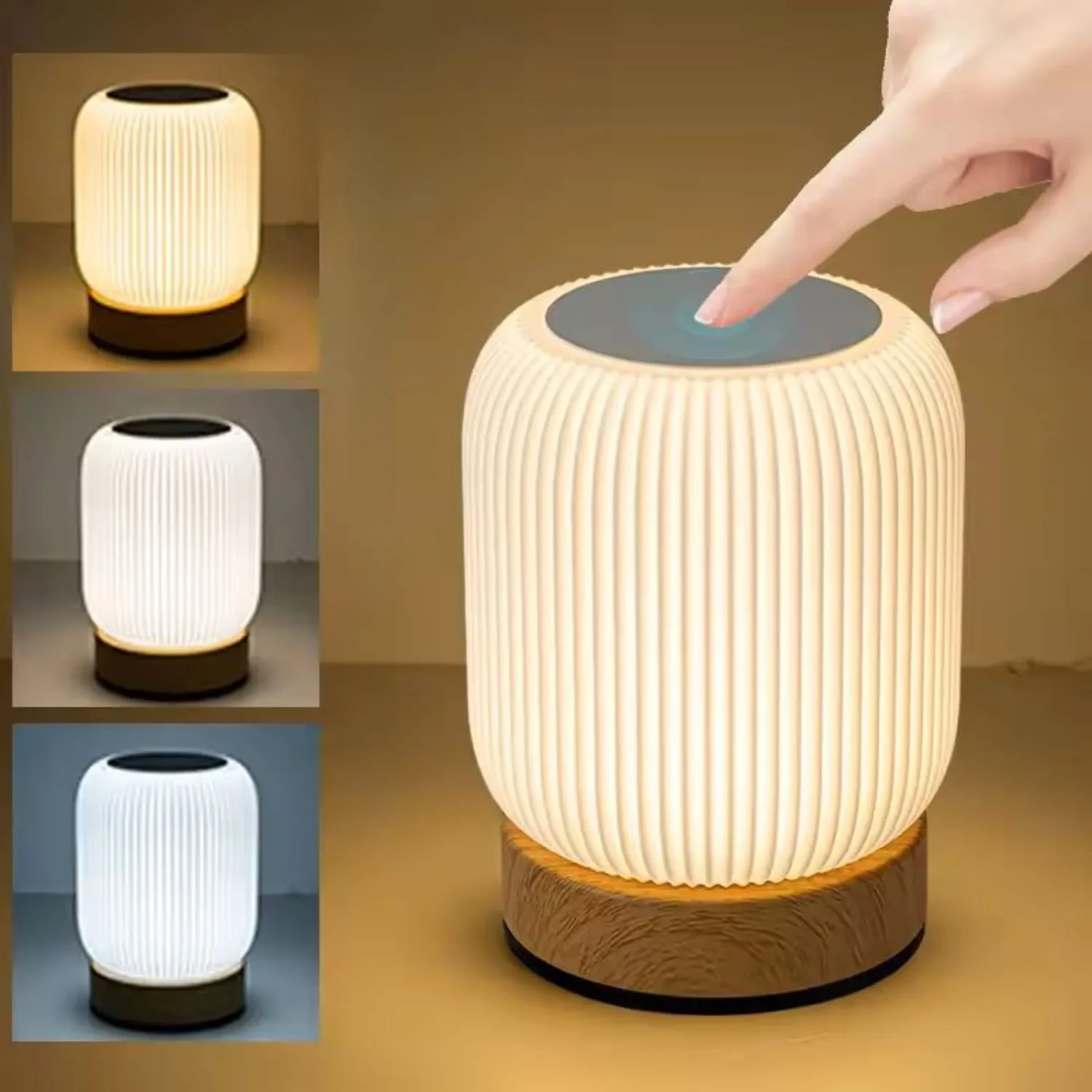 Portable Dimmable Tri Color Bed Lamp Simple Night Touch Small Night Light Suitable for Bedrooms and Living Rooms