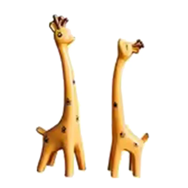 -ESTR Estatua de jirafa Estatua de jirafa de madera Decoración de escritorio Escultura de jirafa Escultura de animal Decoración de estantería de oficina en casa