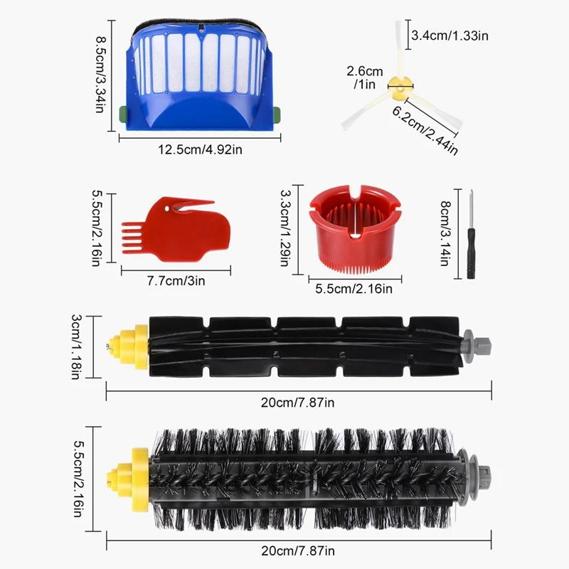 Cepillos de repuesto para iRobot Roomba, Kit de accesorios de cepillo, filtro, Series 600, 605, 606 y 500, 564, 585, 595
