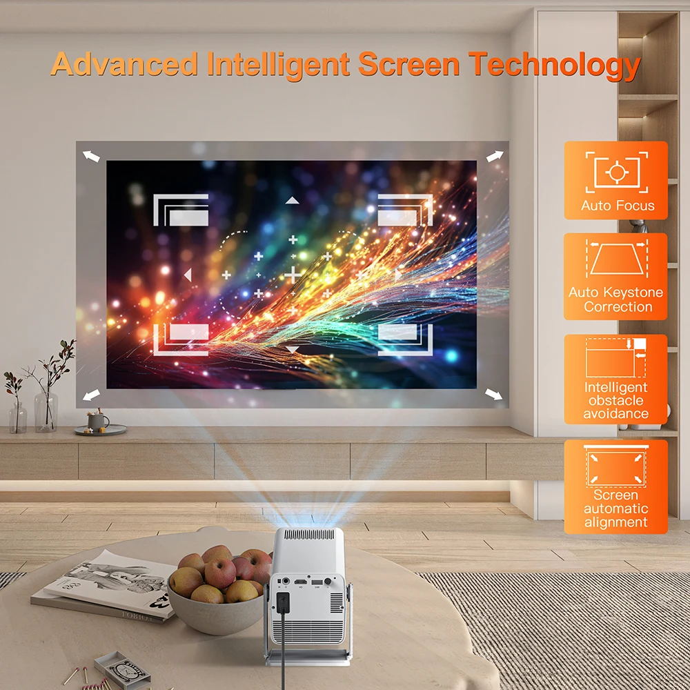 1080P HD Suppor 4k Projectors Smart Voice Remote Control Android Wifi Bluetooth Digital Projector Plus Console Portable Projecto