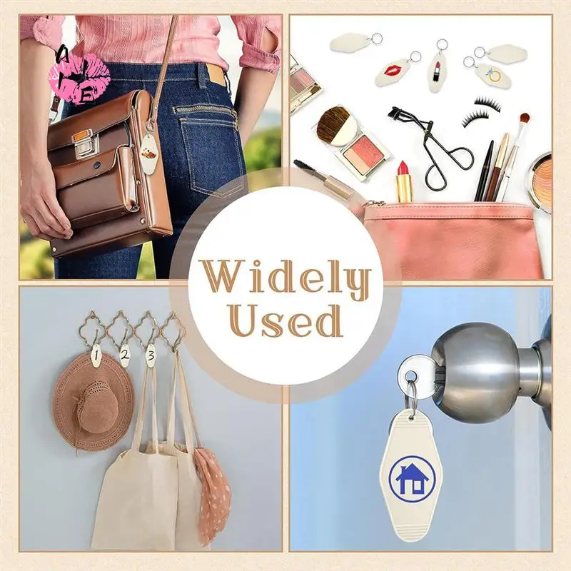 A11E-24 Pcs Vintage Motel Keychain DIY Blank Hotel Keychains Heat Transfer Blank Keychains Bulk Sublimation (Yellow)