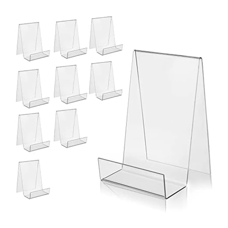 

Acrylic Book Stand With Ledge Clear Display Easels Plate For Books Display, Music Sheets, Artworks, CD, (5Large+5Small) Durable