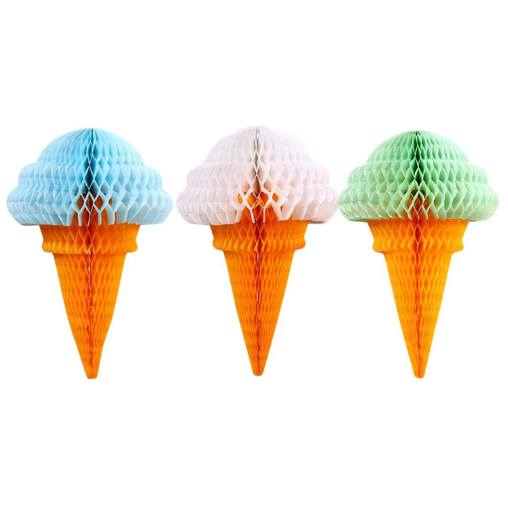 

6Pcs Ice Cream Hanging Decorations Colorful Honeycomb Balls for Party Birthday Wedding Festival Carnivals Tissue Paper Decor