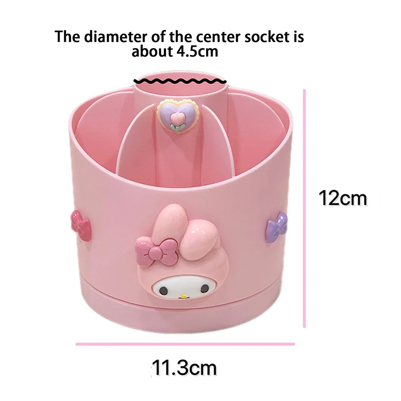 Imagem -06 - Kawaii Sanrio Rotativo Pen Holder Mesa Lápis Storage Box Organizador de Papelaria Grande Capacidade Cinnamoroll my Melody Kuromi