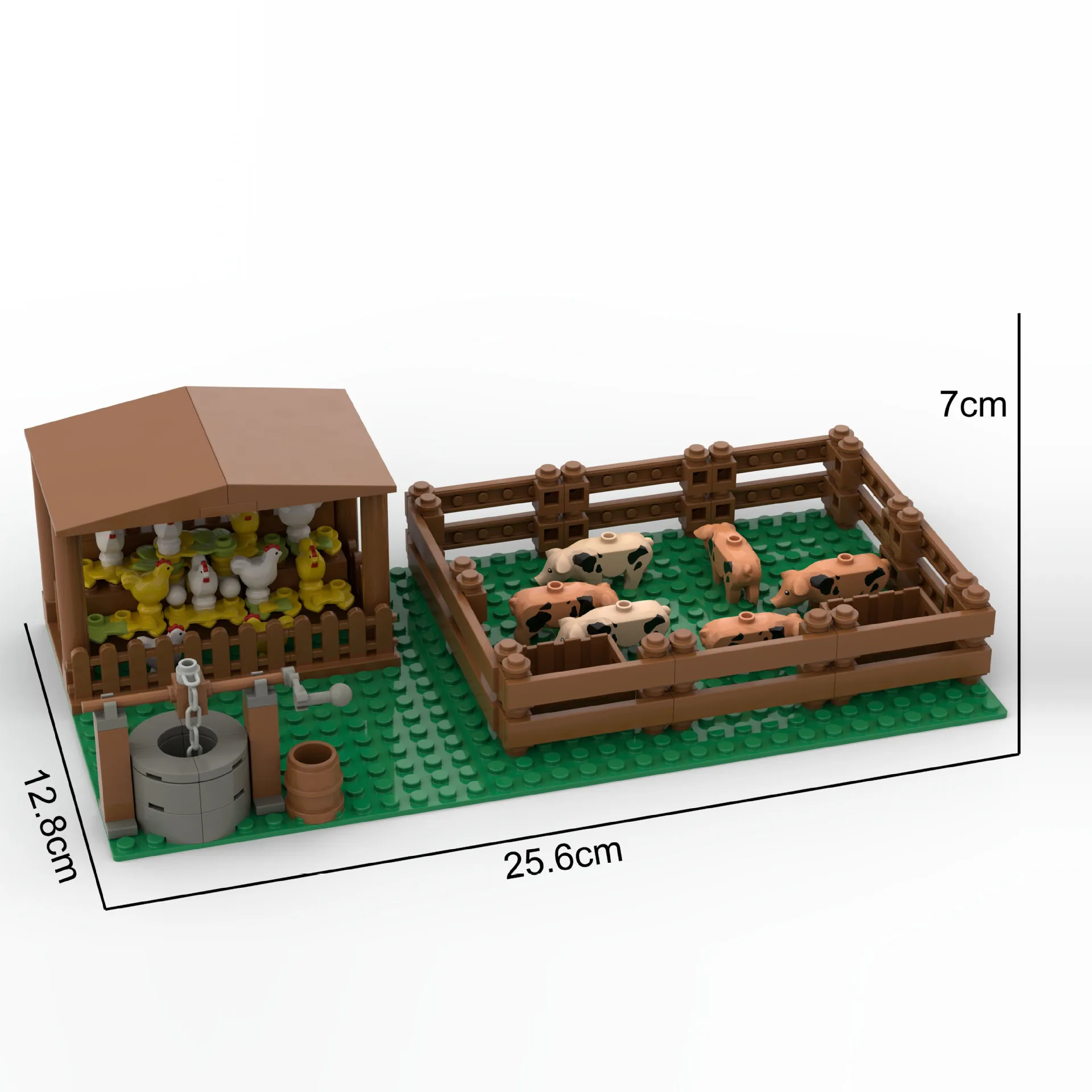 Moc-創造的な都市の鶏,豚,農場,家禽,小屋,アセンブリ,建設部品,おもちゃ