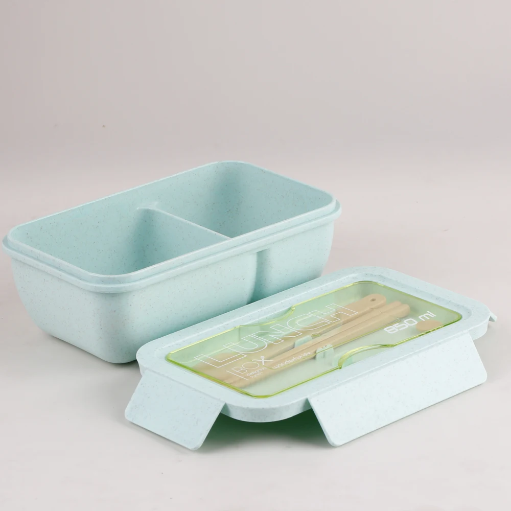 Microwave Lunch Box, Eco-Friendly BPA Free Wheat Straw Bento Box with Chopsticks , Kitchen Food Container ,Soup Can with Spoon