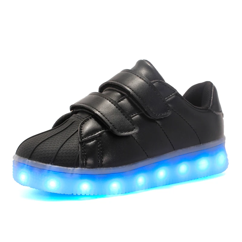 JawayKids New USB rechargable Led Kids Shoes With Light,boys girls superstar shoes women,Men Fashion Light Up Led Glowing Shoes