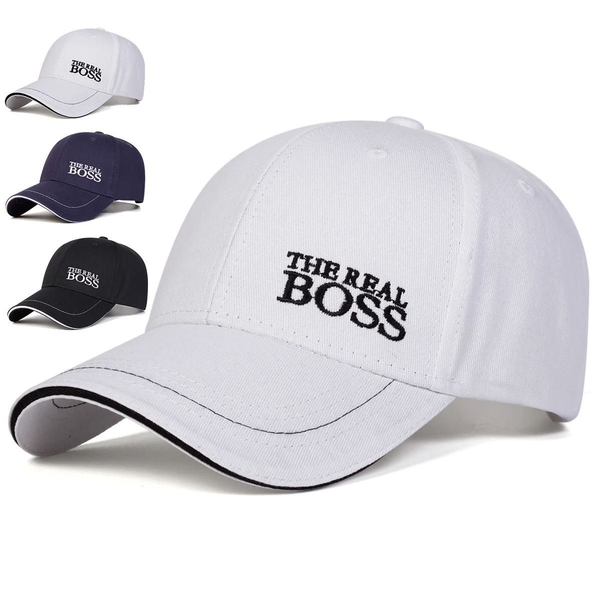 Gorras de béisbol Unisex con bordado de letras REAL BOSS, gorras informales ajustables para exteriores para primavera y otoño, sombrero para papá, sombrero protector solar