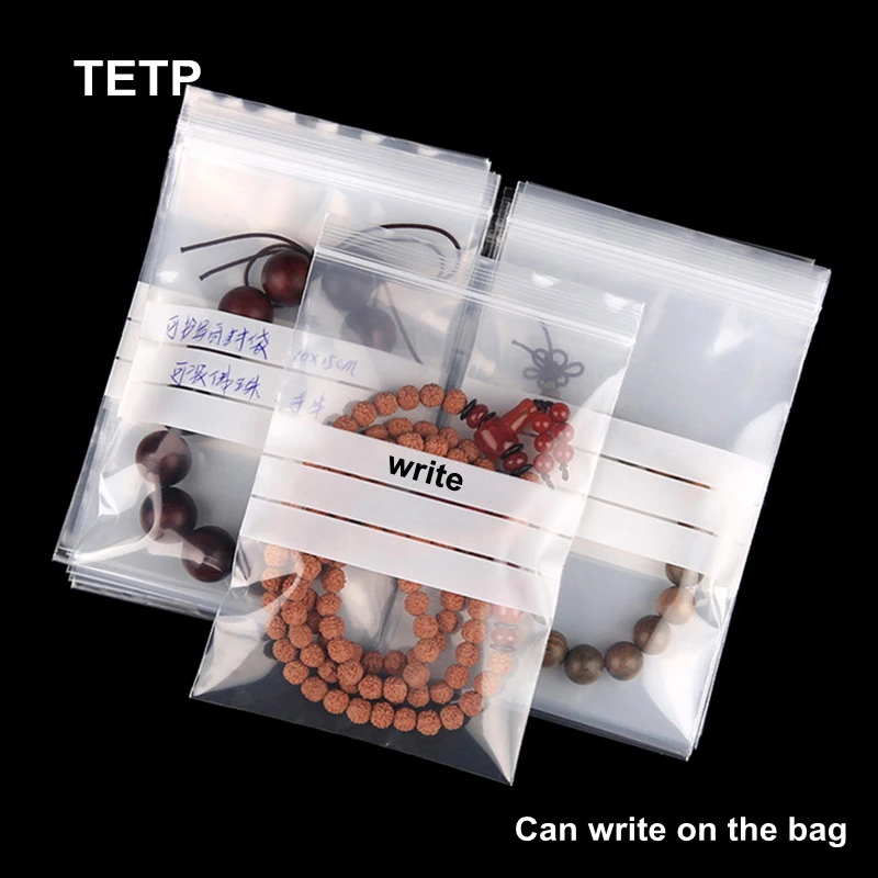 

TETP 10Wires Writing Ziplock Transparent Plastic Bags Resealable Small Jewelry Storage Sealing Accessory Gift Display Favors