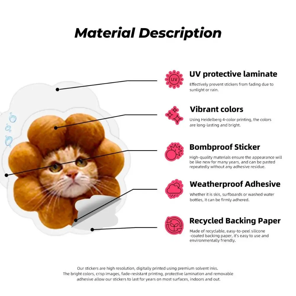 New 50PCS Cartoon Sticker Cute Kitten Journal Sticker Removable Waterproof Decoration Gift