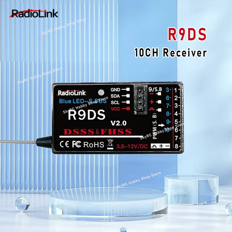 

Radiolink R9DS 10CH 2.4GHz RC Receiver SBUS PWM Long Range Control for Airplane Car Multirotors Fit AT9 AT10 AT9S AT10II