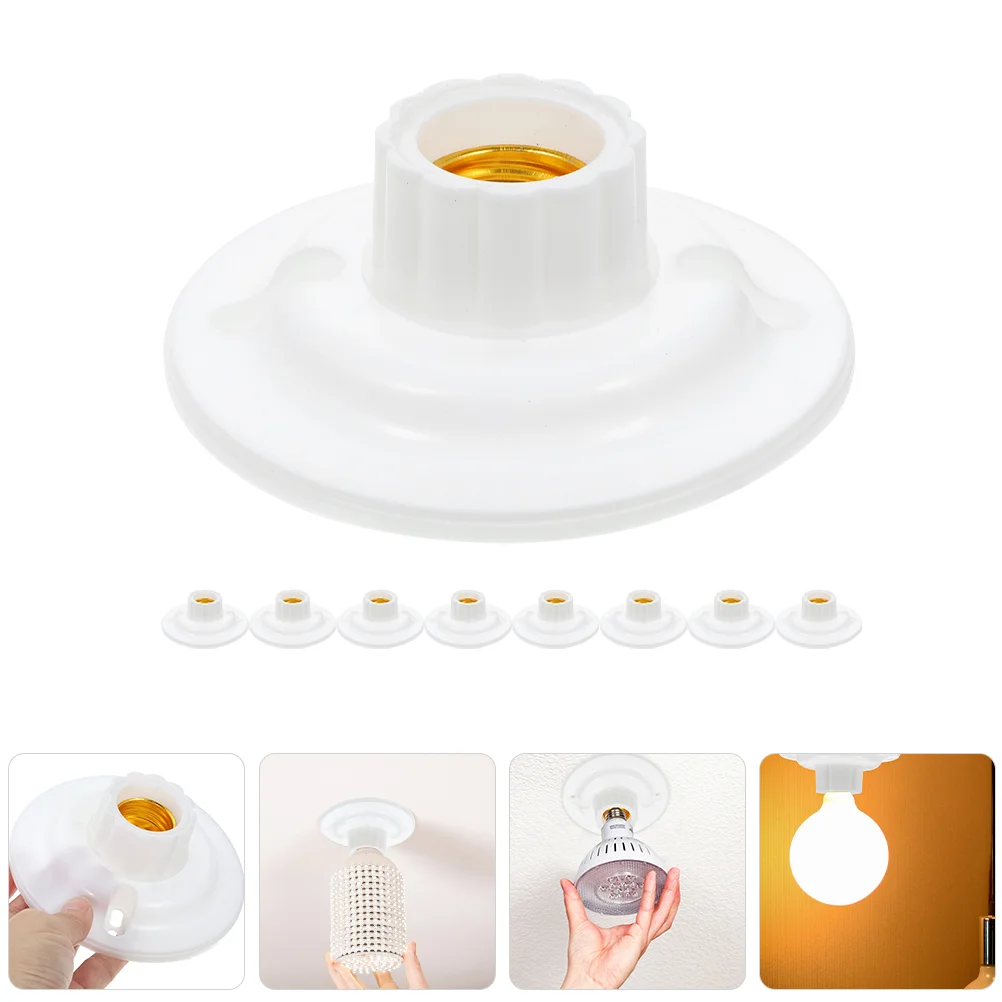 10 Pcs Plum Lamp Holder E27 Bulb Light Sockets Adapter Flat Ceiling Base Plastic Only Replacement