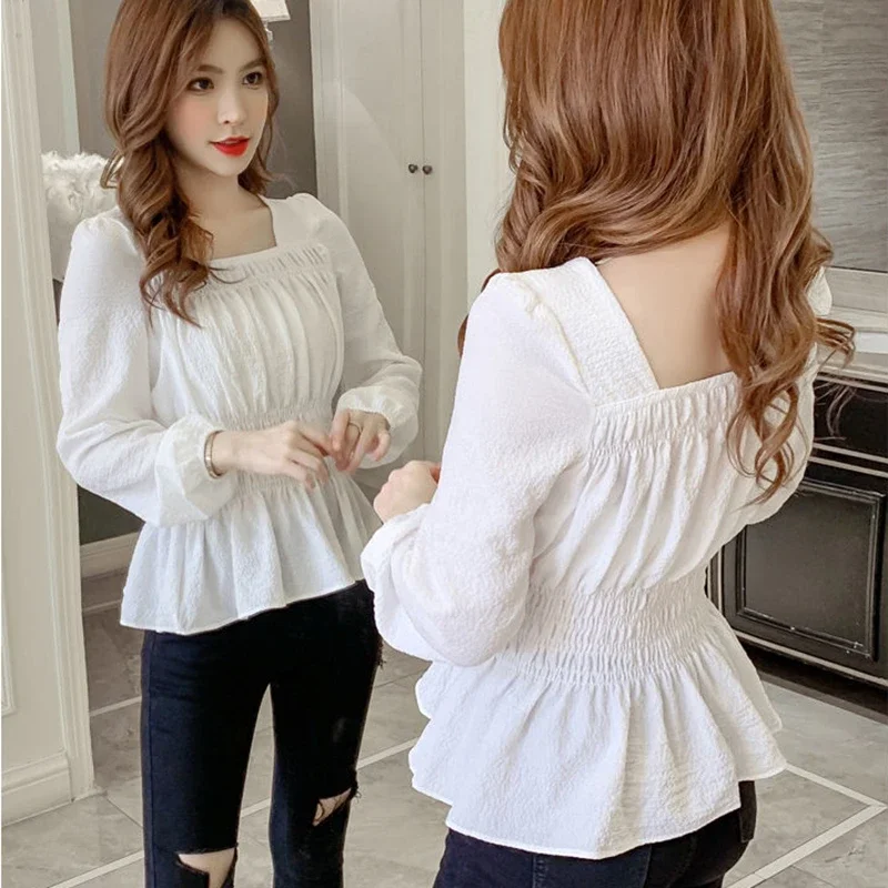 Vintage Purple Corset Top Blouses Women 2024 Fashion Autumn Long Sleeve Chiffon Shirts Korean Sexy French y2k Slim White Blouse