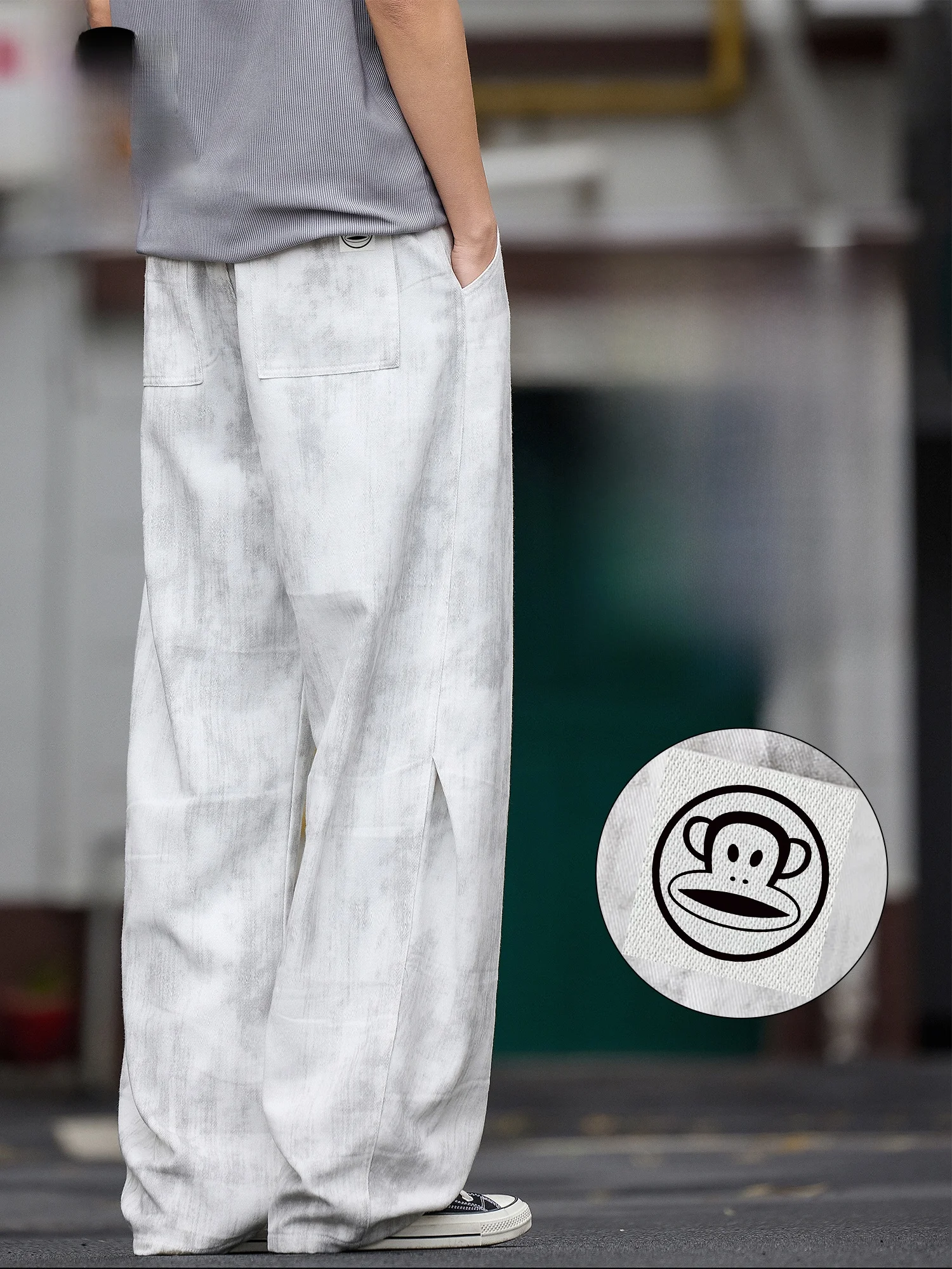

PaulFrank Men's Loose Straight Leg Tie Dye Jeans Casual Wide Leg Pants Spring Season Comfortable Loose Fit Classic Blue Jeans