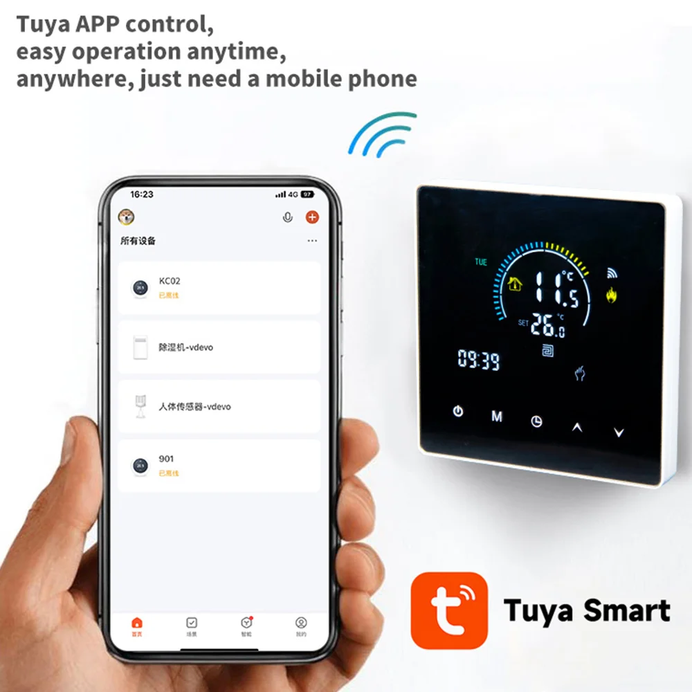 JIANSHU-Thermostat Wifi 220V avec Capteur Tuya, Contrôleur de Température pour Maison Intelligente, Pièce, Sol Chaud, Microphone, Application Smart