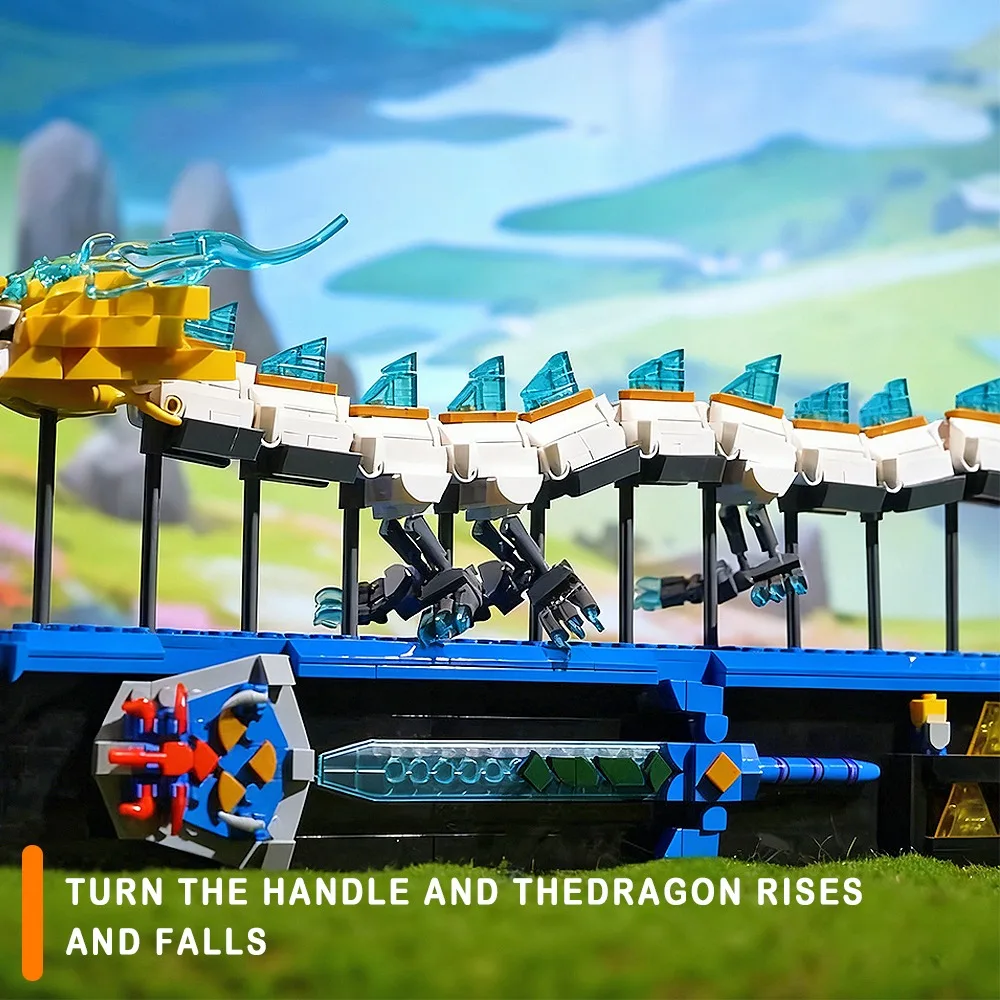 لعبة كلاسيكية مجموعة التنين الأبيض اللبنات الطوب نماذج قابلة للتلاعب مجموعات اللعب سطح المكتب الحلي لتقوم بها بنفسك الأولاد هدايا عيد الميلاد #3