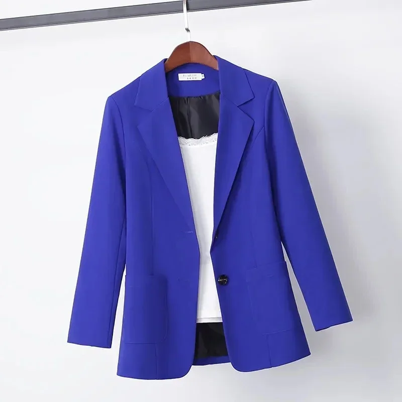 Pop Pop 2025 New Women'S Suit Jacket Spring Autumn Women Blazer Korean Women'S Loose Plus Size Jacket Top Long-Sleeved Ladies Sh