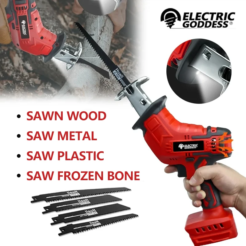 

Cordless Reciprocating Saw Band 4 Blades Electric Saw Cutting Wood Metal Pipe Cutting Power Tools For Makita 18V Battery Pin