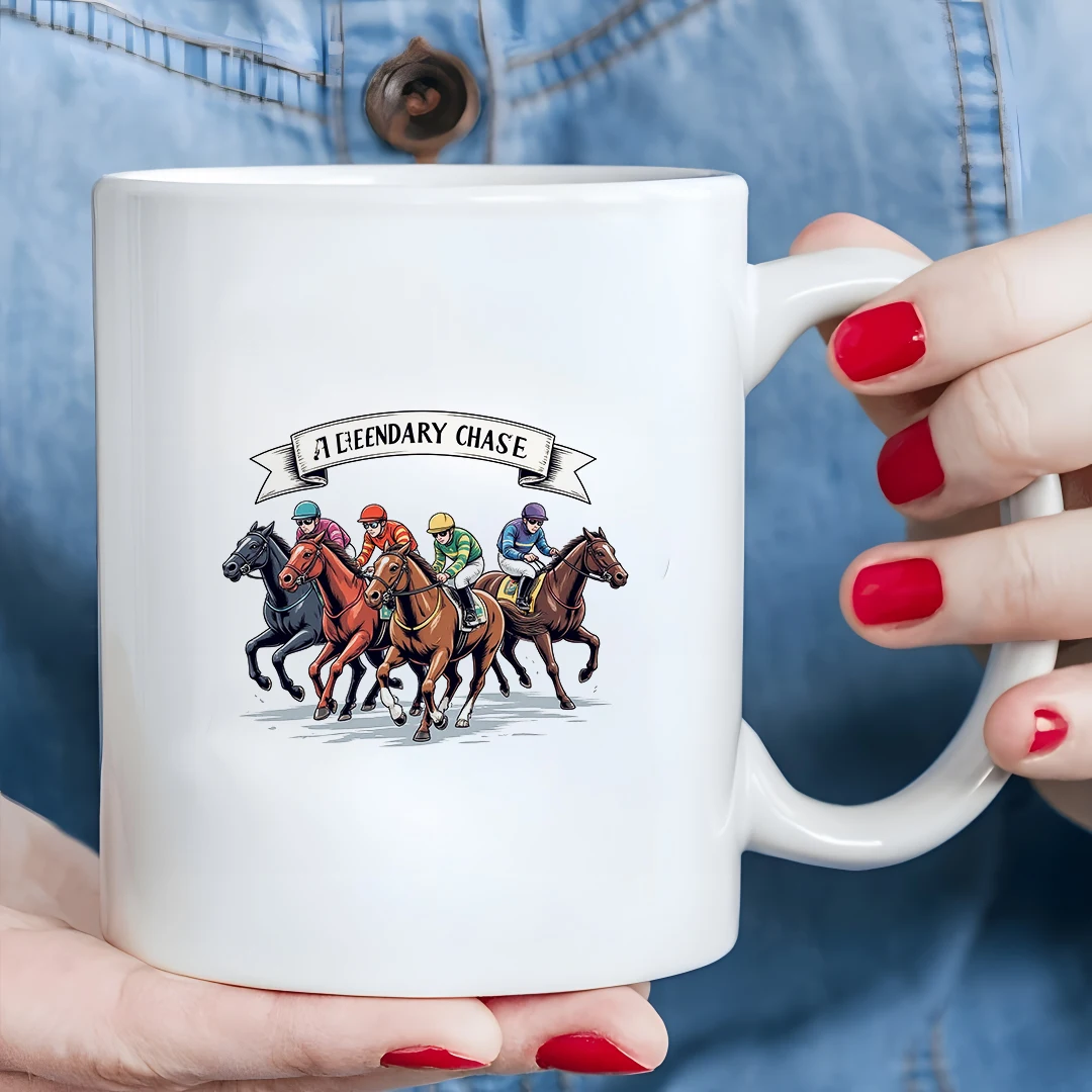 

11oz Cartoon Horse Racing Themed Cup Kids Cold & Hot Beverage Cup Christmas Gift Essential for Family & Office