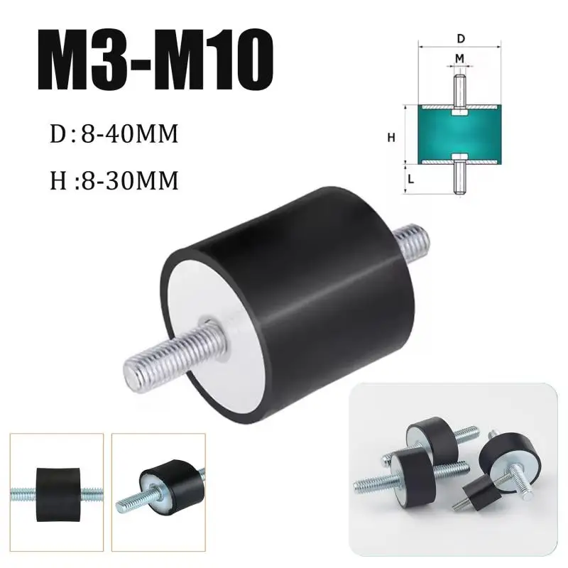 8/4 pièces Double filetage mâle M3 M4 M5 M6 M8 M10 support en caoutchouc Anti Vibration mâle-mâle amortisseurs Dia 8-40mm