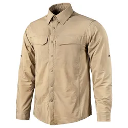 Tactical shirt summer and autumn military enthusiasts outdoor men's business multi pocket long sleeved casual shirt