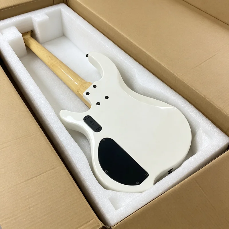 Vicers White 5 String Electric Bass Guitar 24 Fret Basswood Body Maple Neck Maple Fingerboard Rock Heavy Metal Music Instrument For Beginner Practice & Pro Stage Play