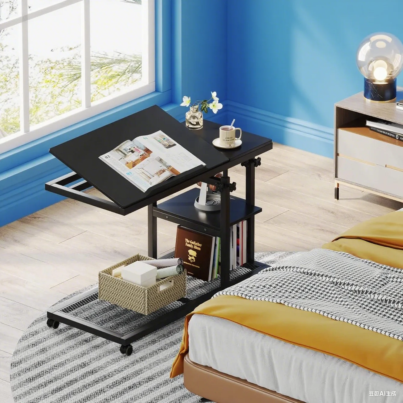 

Приставные столики, чайные/кофейные столики, простой дизайн, на колесиках, для использования в спальне и кабинете.