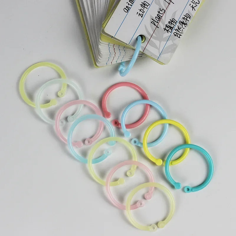 15mm/20mm 100pcs Binder Ring Open Loop Loose Paper Buckle Clip Card Binding Plastic Rings for Notebook Loose-leaf Book Binding