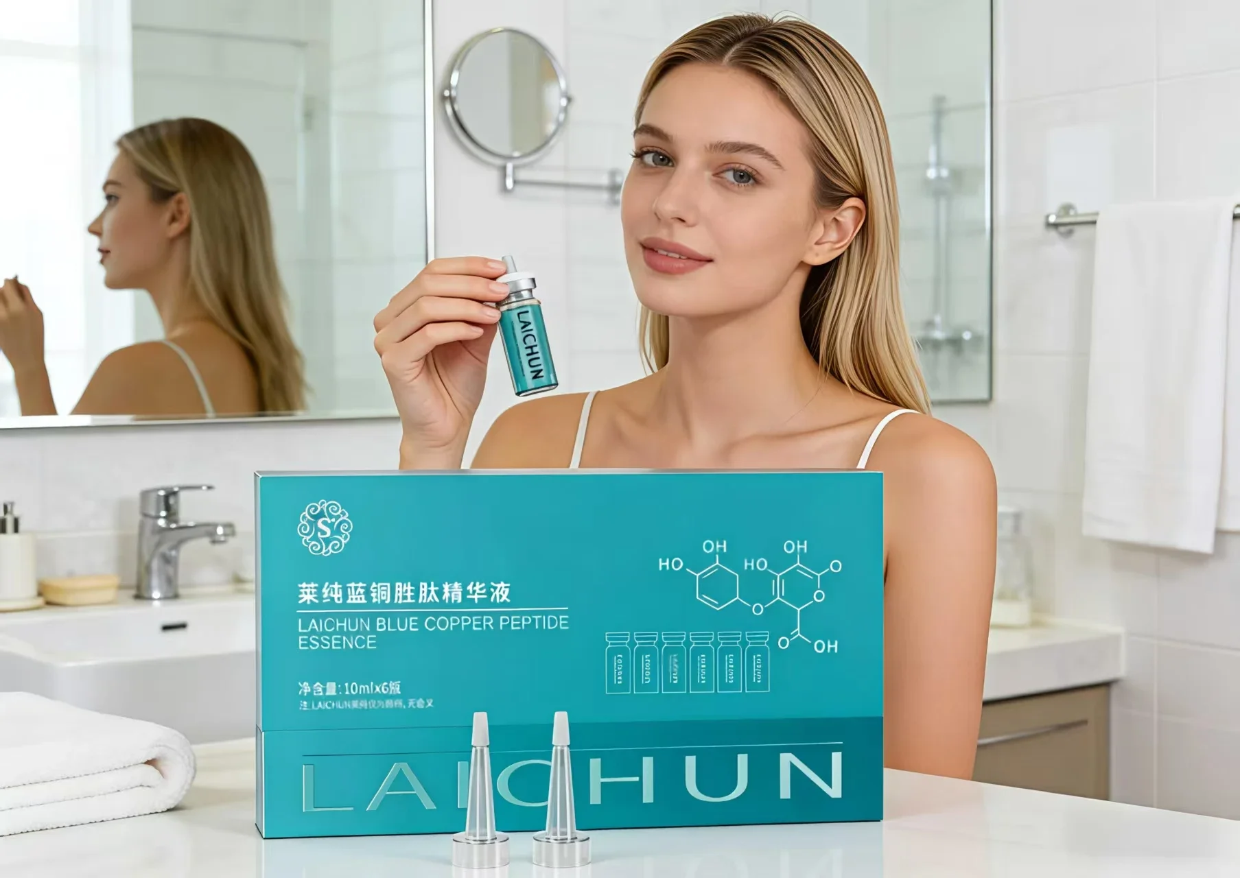 

Blue Copper Peptide GHK-CU Niacinamide Hyaluronic acid CollagenSerum Anti Aging Brightening Moisturizing Face Essence Skin care