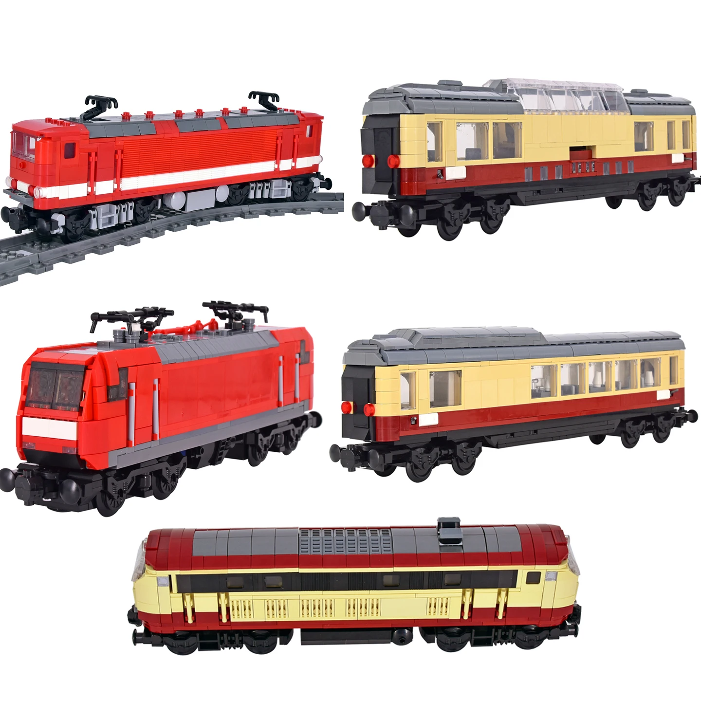 

MOC European Train Building Blocks Set, Classic Electric Locomotive & Passenger Carriage Model Bricks Toy Construction Kit