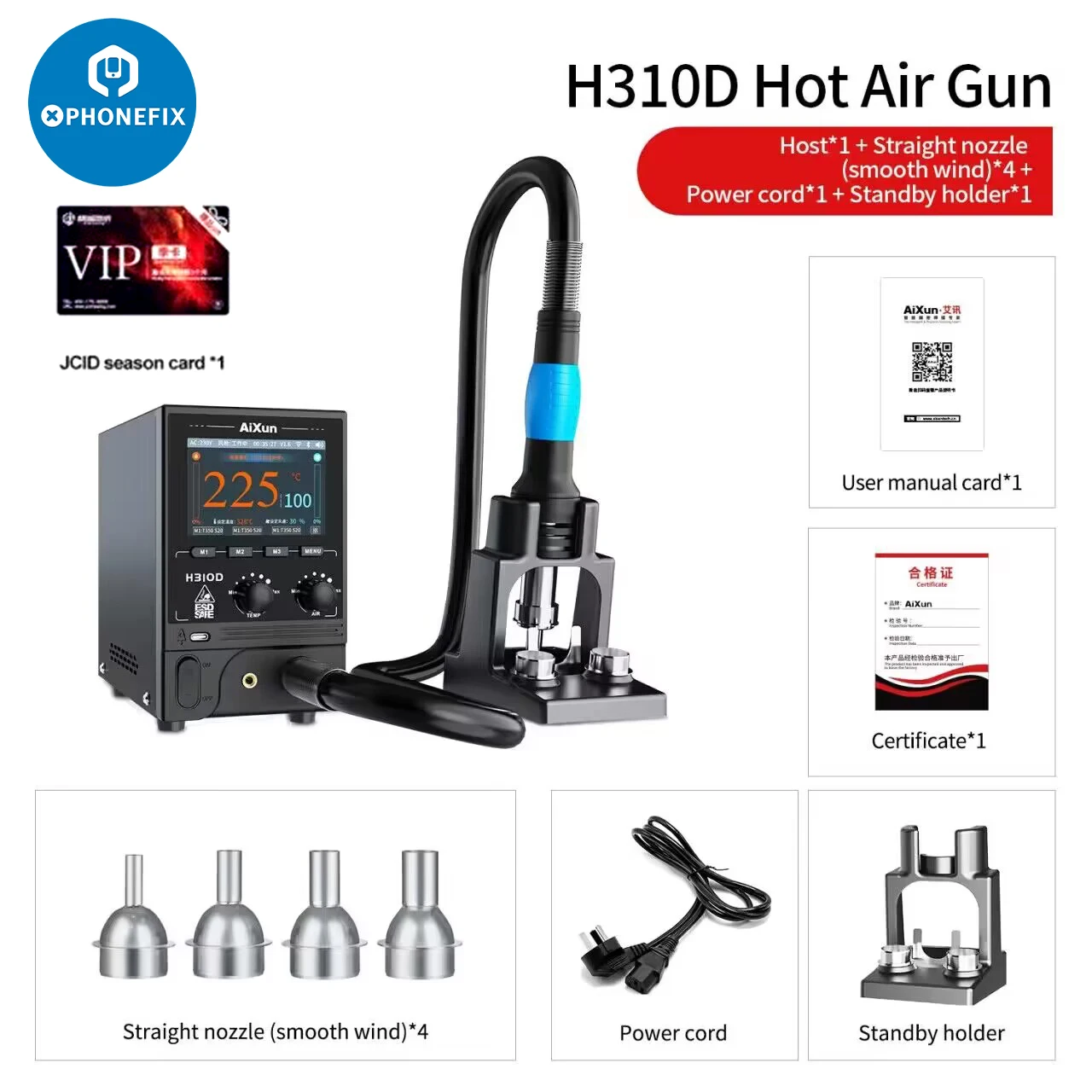 AiXun H310D 1000W Digital Hot Air Rework Station Internet BGA Rework Station Smart Hot Air Gun for Soldering Desoldering Repair