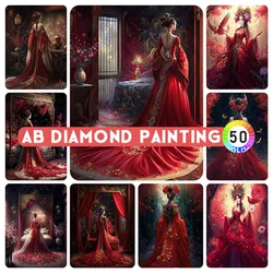 AB trapani pittura diamante sogno abito da sposa punto croce stile cinese diamante ricamo fai da te artista donna fiore decorazioni per la casa