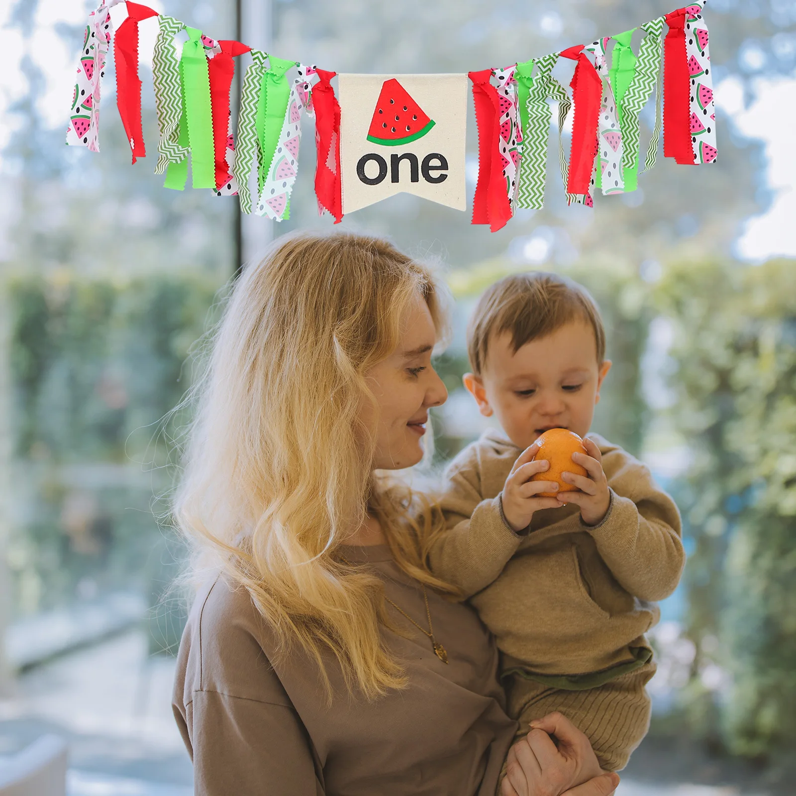 

Watermelon Pattern Birthday Party Banner Colorful Hanging Flag Summer Theme Decoration for Birthday Photography Background