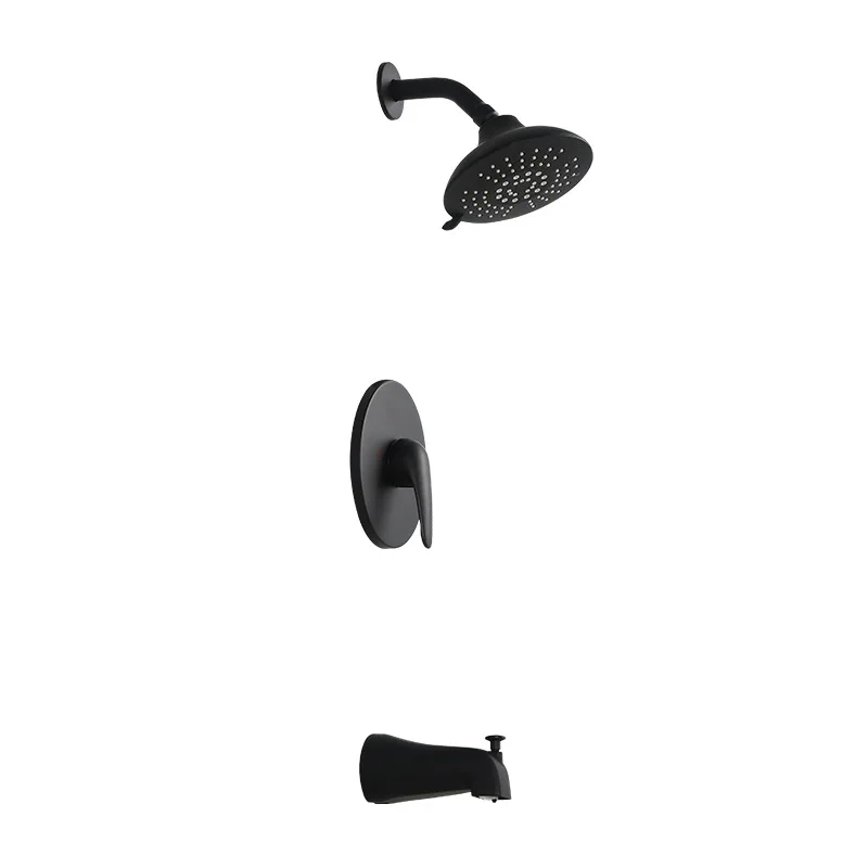 

North American Pressure Balance Valve Brass Matte Black Mixed Water Valve, NPT Teeth Concealed Shower Tap set Shower faucet Kit