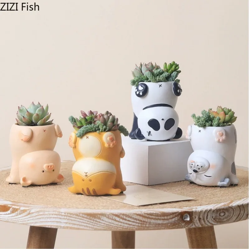 

Animal Resin Flowerpot Succulents Desktop Bonsai Plant Pots Garden Pots Garden Supplies Planters Flower Pots Pen Tube Organizer