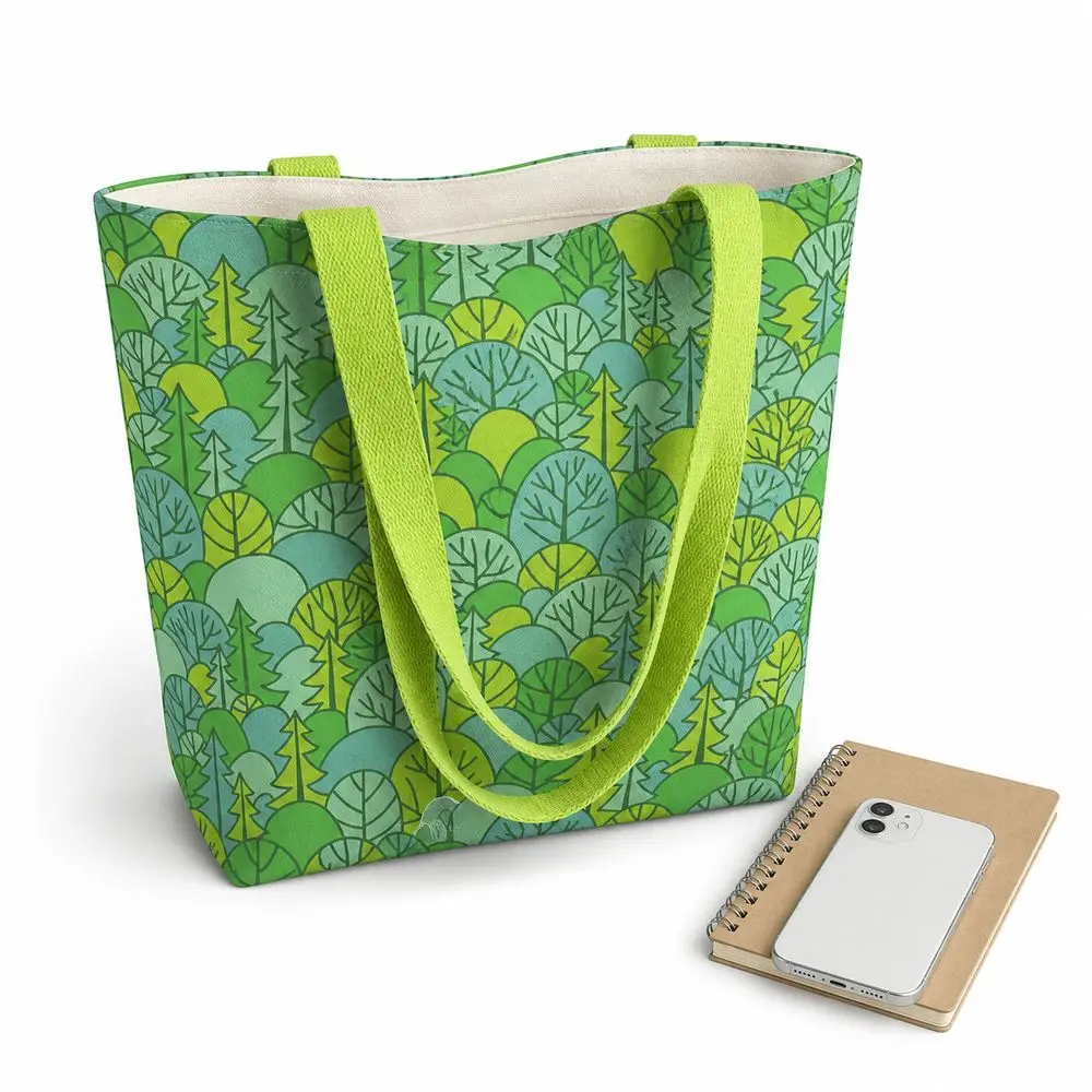 Fan Shaped Floral Fragments Canvas Bag Reusable Wide Handles Shoulder Bag Lightweight Large Capacity Shopping Tote Bag Shopping