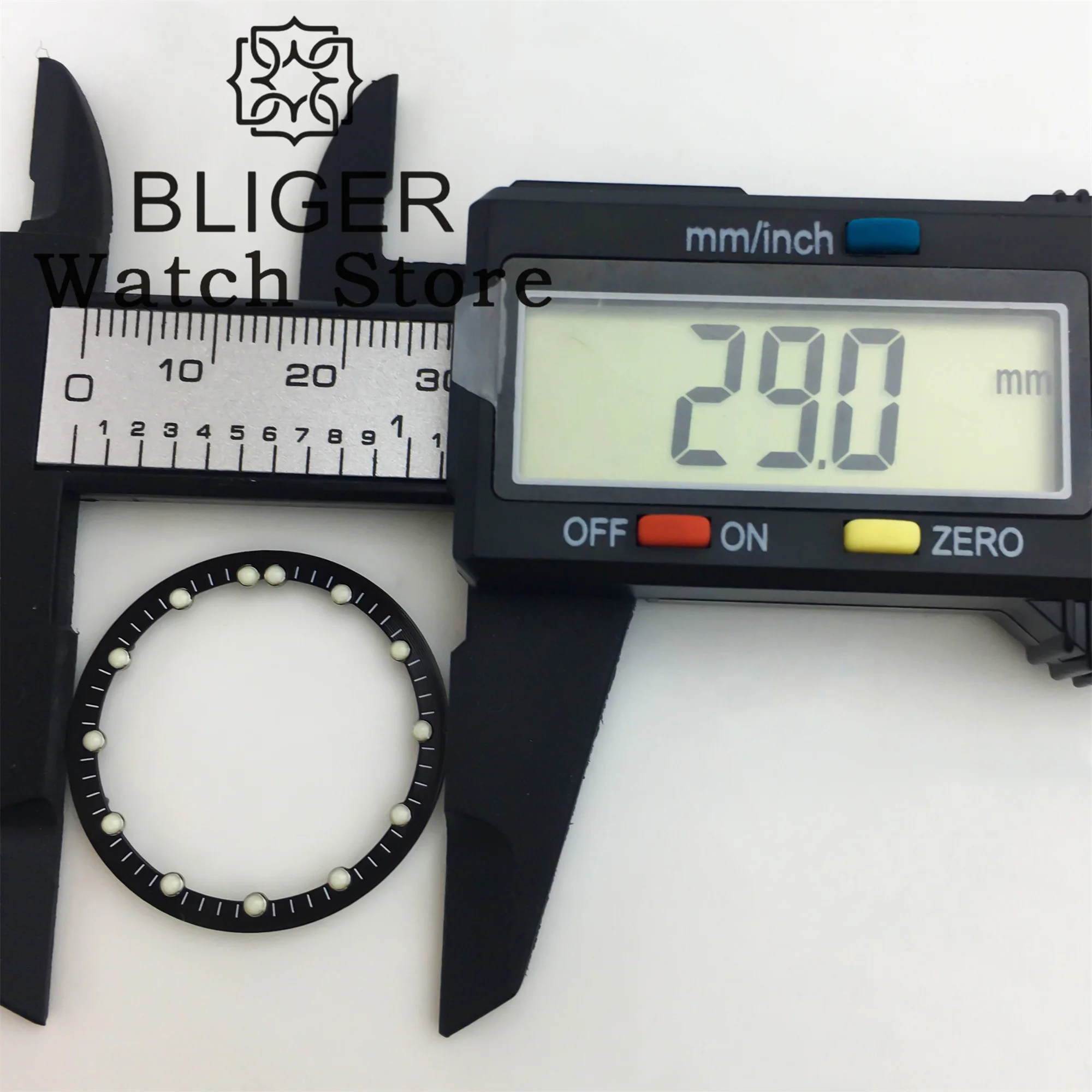 BLIGER 29mm*24.5mm Black White Blue Watch Dial Fits NH70 NH72 Movement Skeleton Hollow Dial Ring Luminous Watch Accessories Part