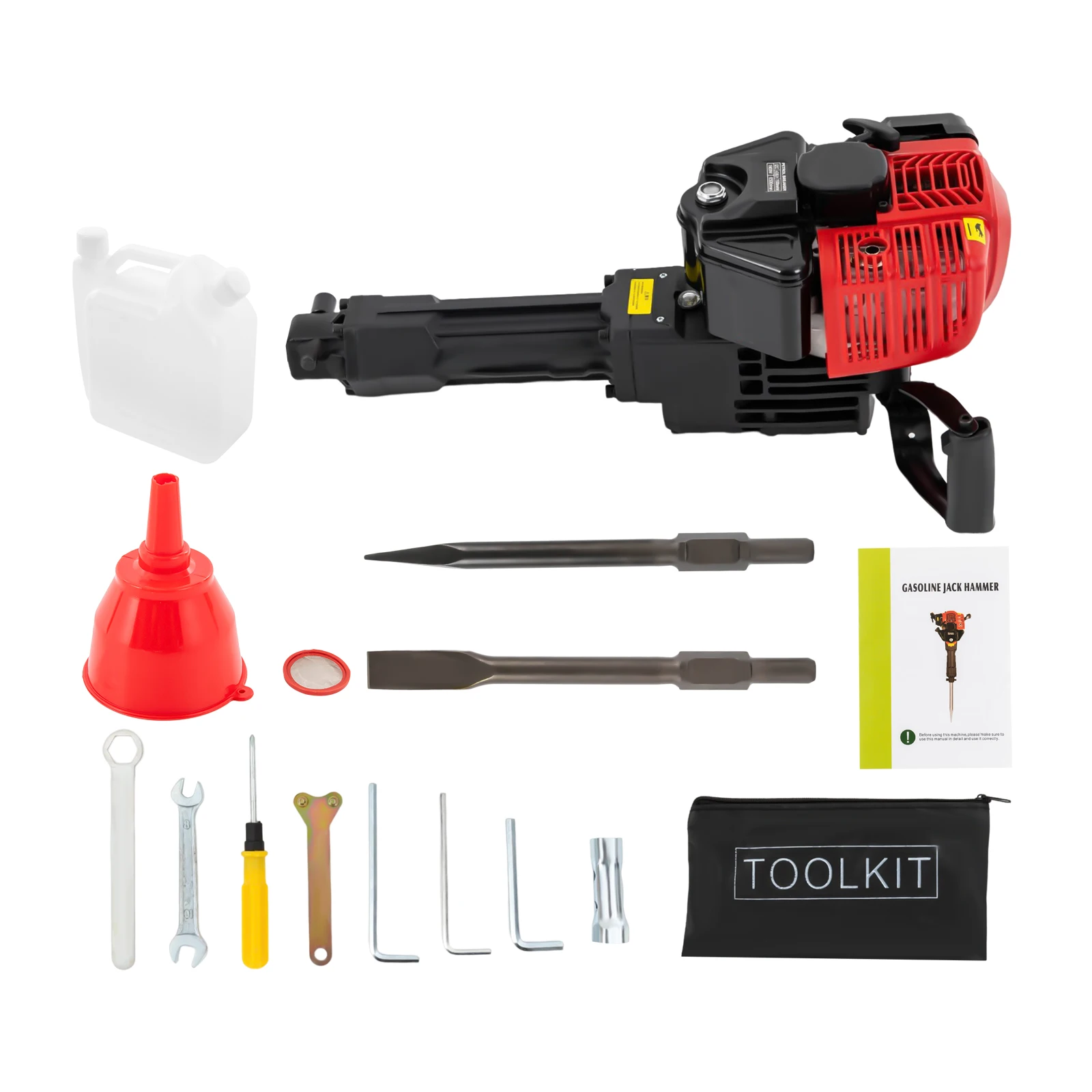 

1.7KW 2 Stroke Demolition Jack Hammer Gas Concrete Breaker Crusher with 2 Chisels Multifunction Punch Hammer