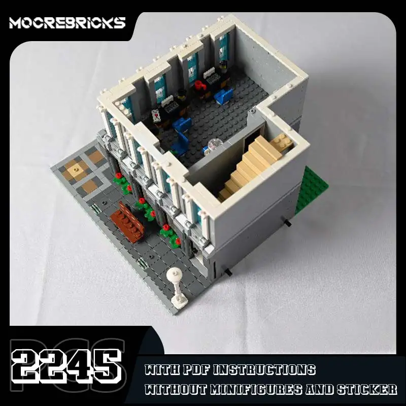 Modułowy sklep narożny MOC, klocki konstrukcyjne, model architektoniczny, technologiczne klocki, zestawy do składania, zabawki dla dzieci, prezent na Boże Narodzenie