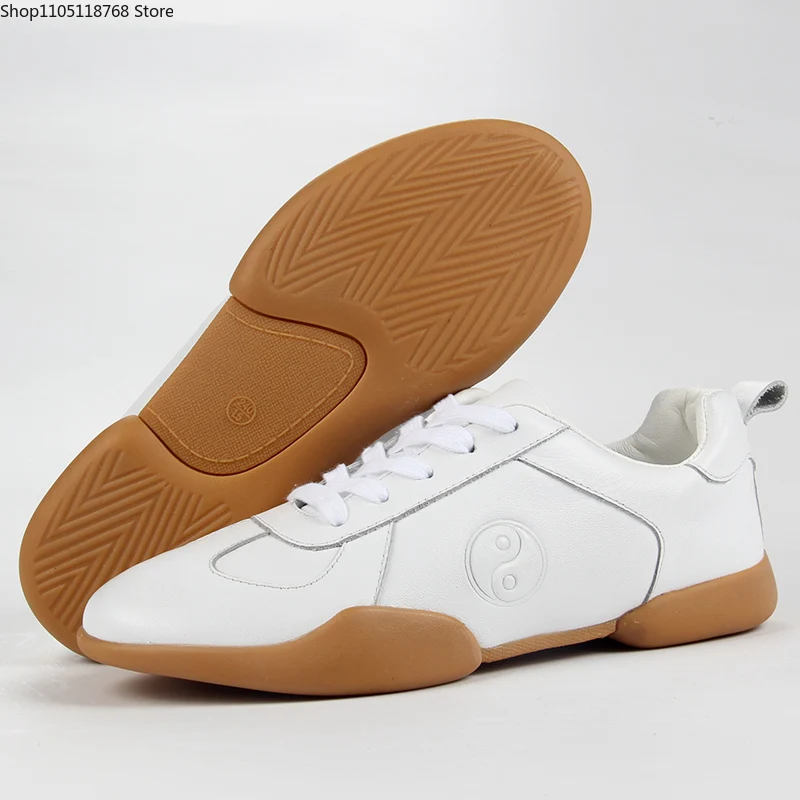 Genuine Leather Kung Fu Tai Chi Shoes Martial Art Shoes Sport Sneakers Cowhide Leather Unisex
