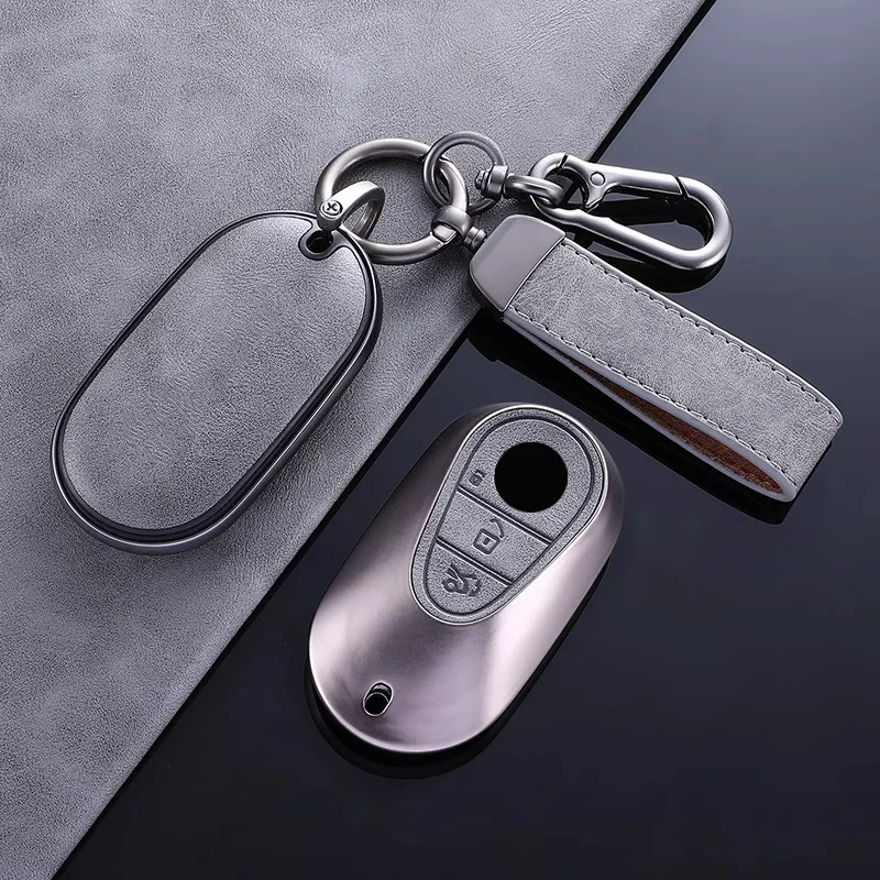 

High End Gray for Mercedes Benz 2022 C S Class W206 W223 S350 C260 C300 S400 S450 S500 Remote Car Key Case Cover Fob Keychain