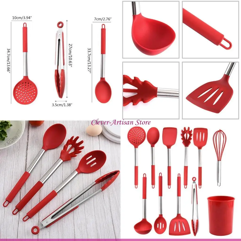 

E06B Kitchen Utensils Non-stick Kitchenware Kitchen Cooking Utensil with Stainless Steel Handle Kitchen Cooking Accessories