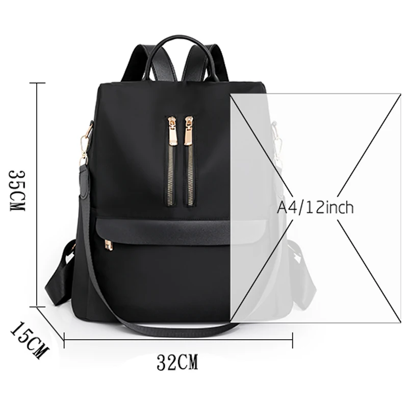 Fashion Travel Women Backpack 2023 Design School Bag For Teenage Girl Casual Shoulder Bags Female Nylon Rucksack Black Purse Sac