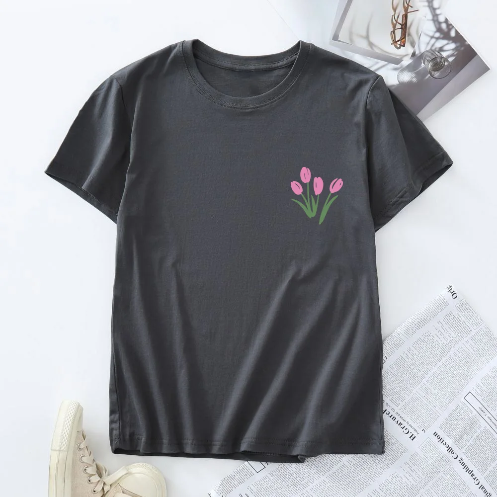 Women Tee Shirt Short Sleeve Top 2025 Summer Woman Tshirt Oversized Women's T Shirts New Graphic 100% Cotton Female Clothing